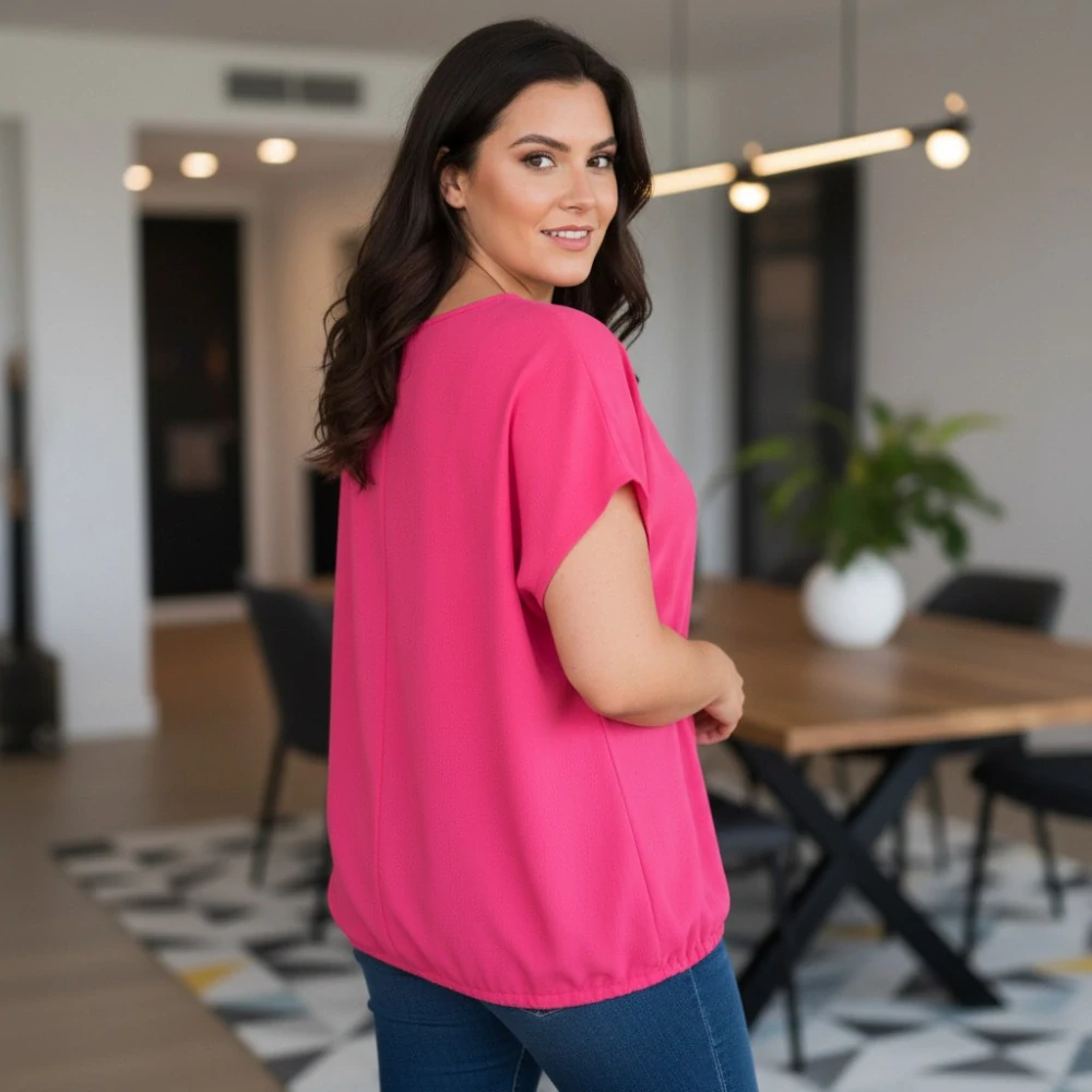 Magenta dámské triko Gili i pro plnoštíhlé N2451