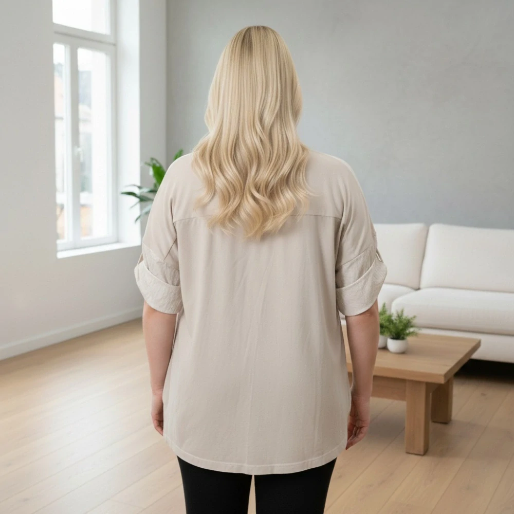 Bavlněné béžové triko Ila s viskózou UNI (XL–3XL) – Italská móda N2423