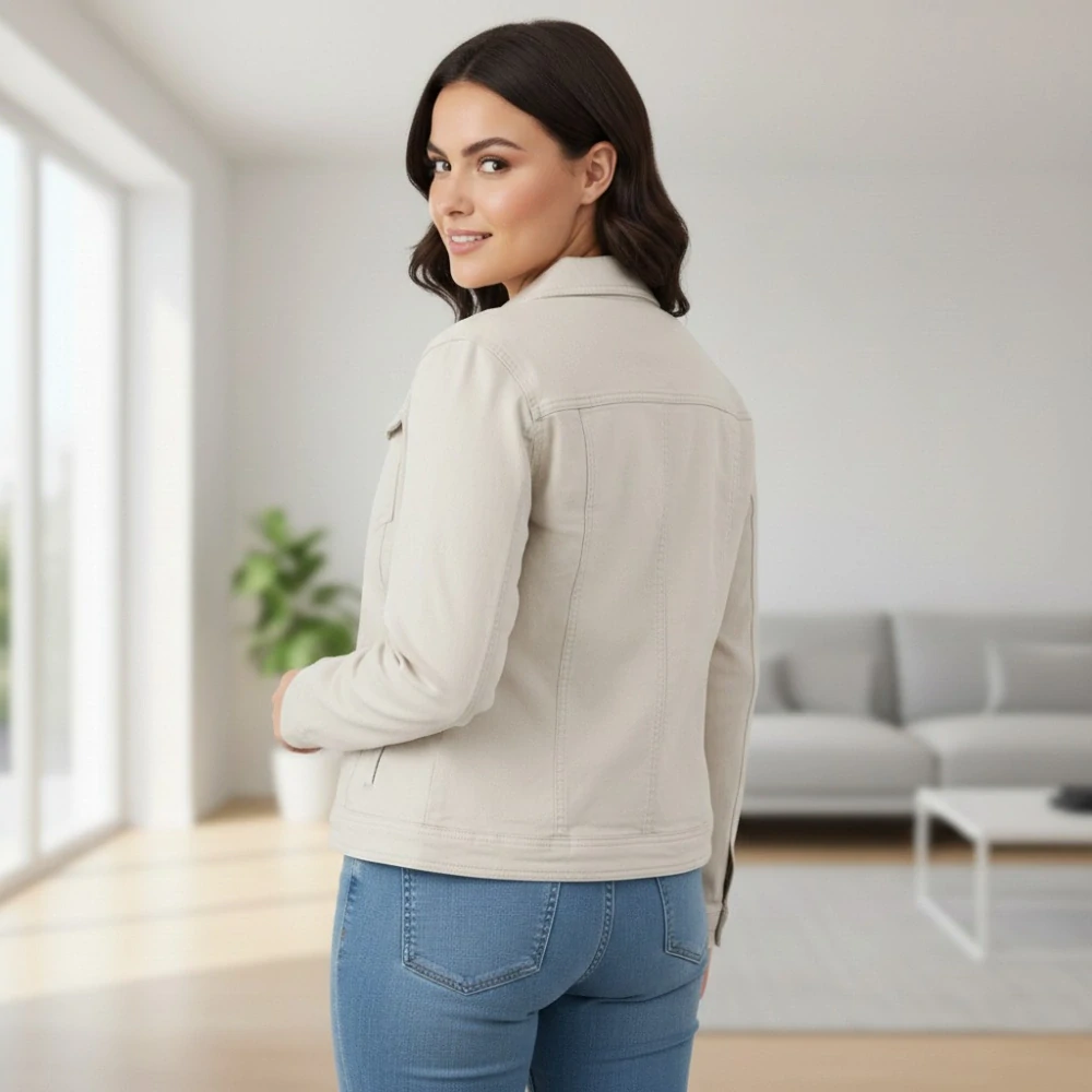 Džínová dámská bunda béžová Moongirl 