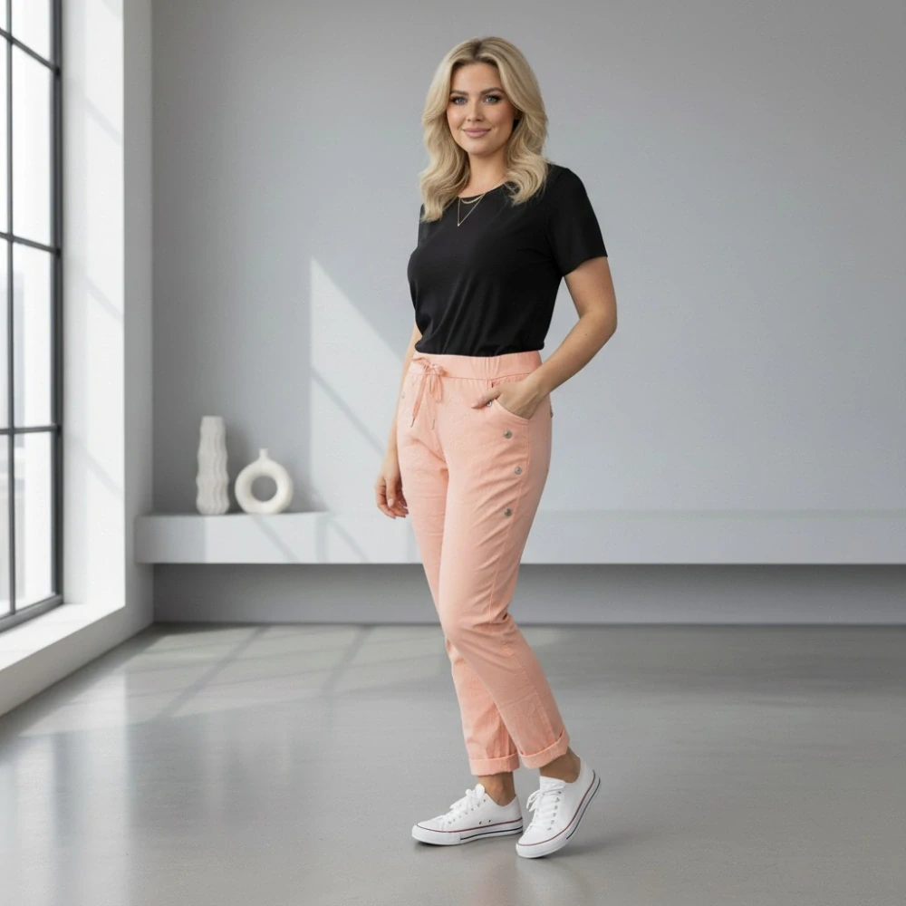 Dámské pružné meruňkové kalhoty Mio Moda J1717