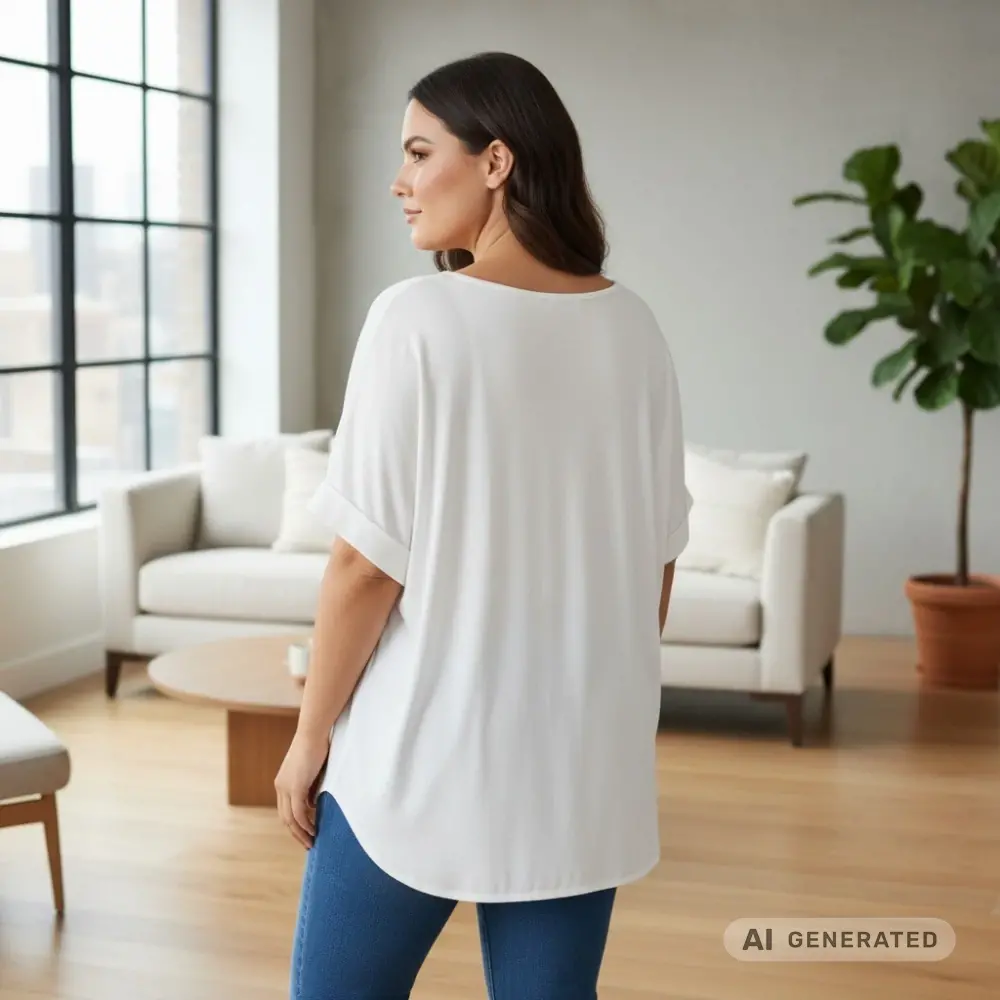 Dámské bílé oversize triko XL-3XL 100% bavlna N2377