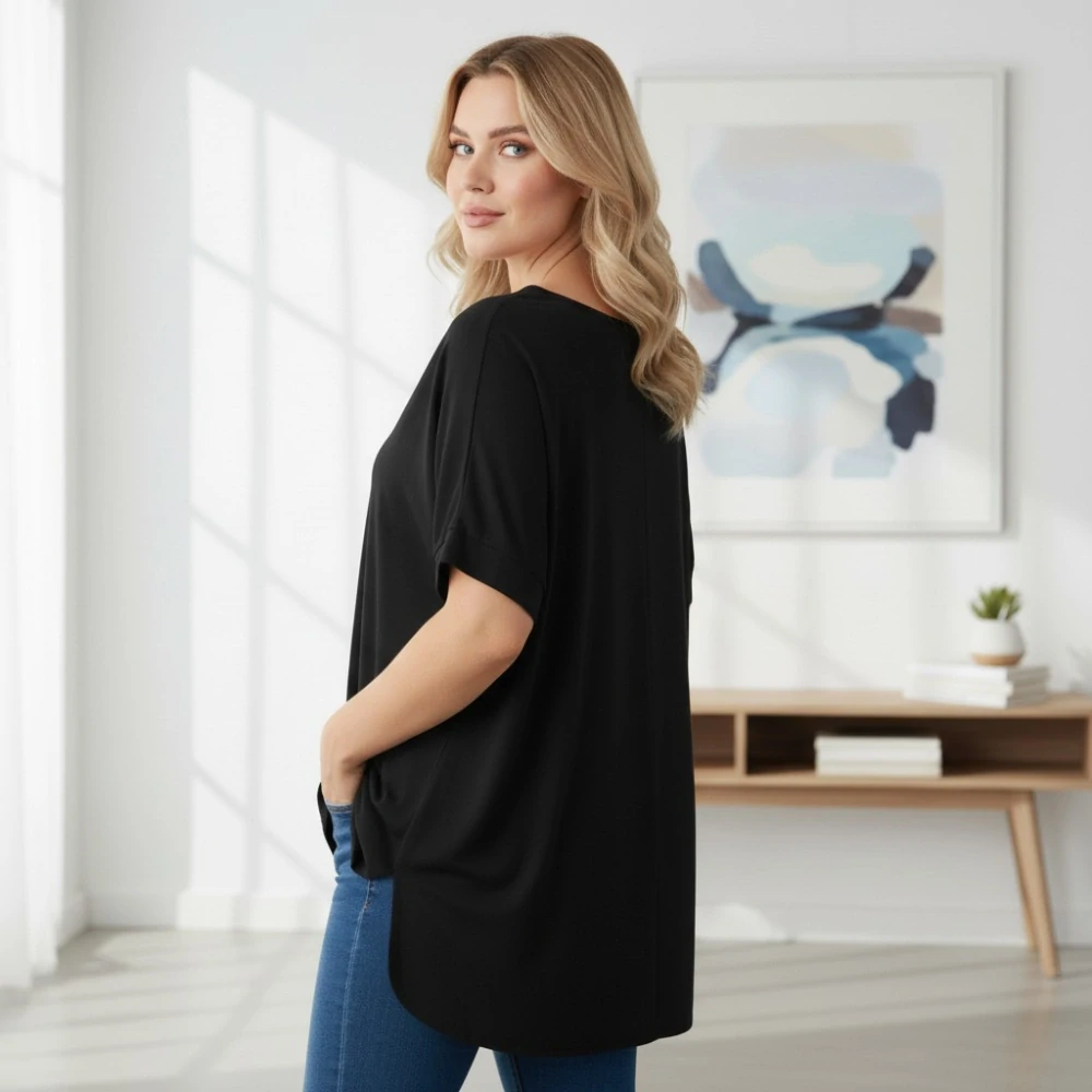 Dámské černé oversize triko XL-3XL 100% bavlna N2376
