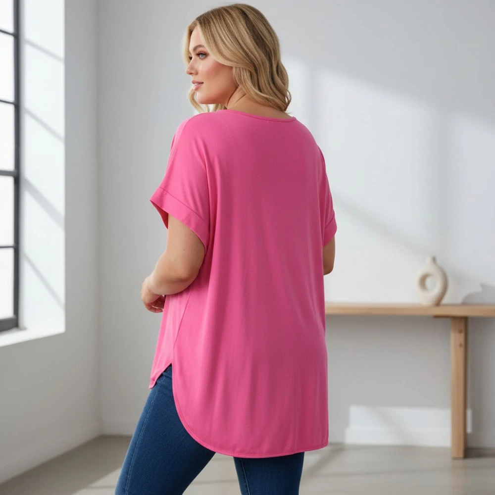 Dámské světle růžové oversize triko XL-3XL 100% bavlna N2375