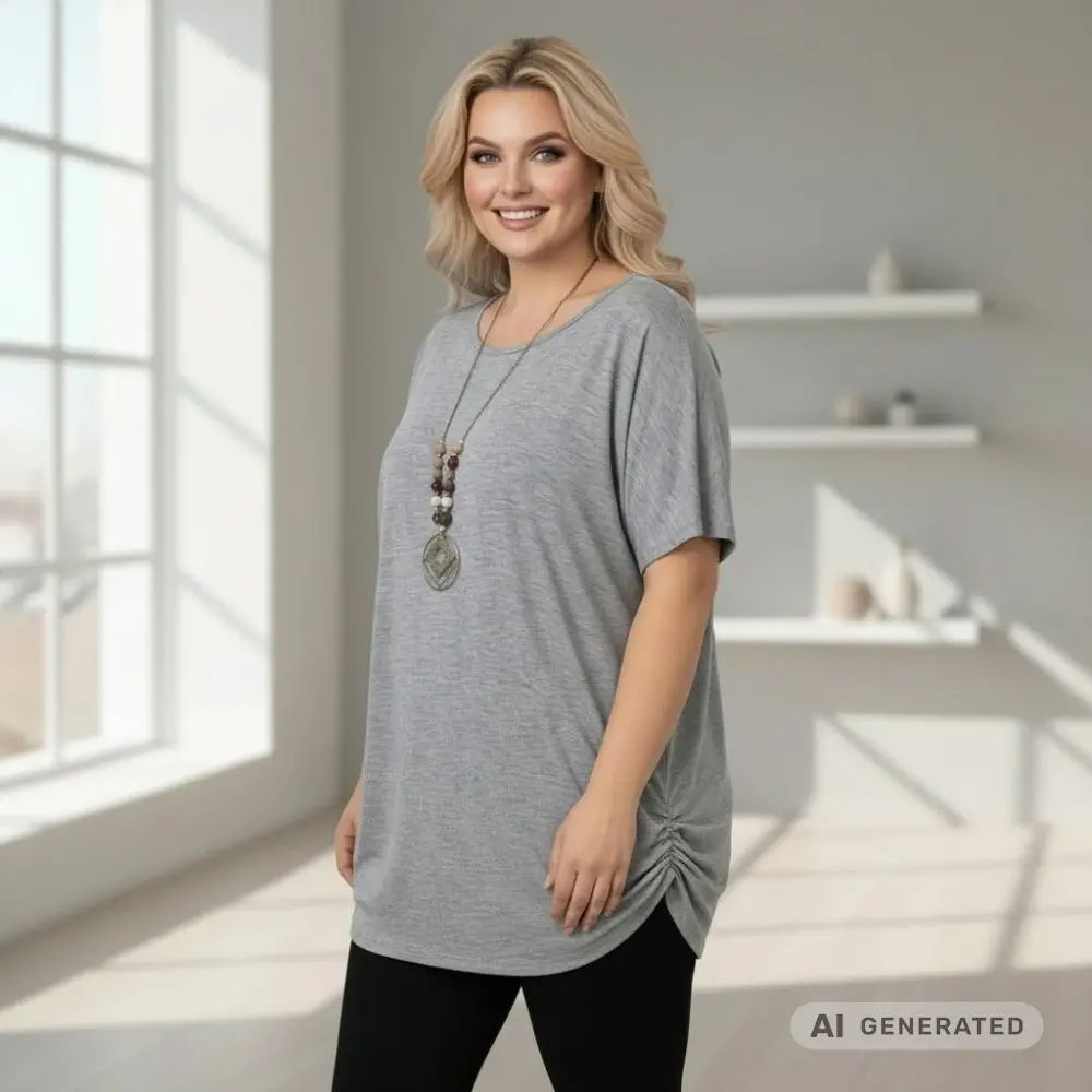 Dámské šedé triko oversize velikost XL - XXXL N2350