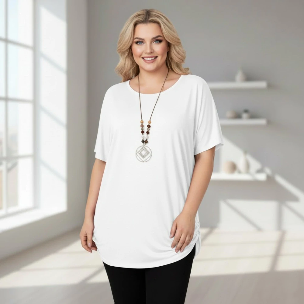Dámské bílé triko oversize velikost XL - XXXL N2348