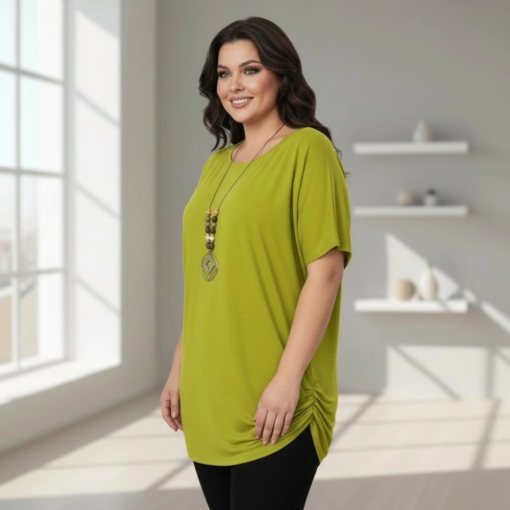 Dámské žlutozelené triko oversize velikost XL - XXXL N2347