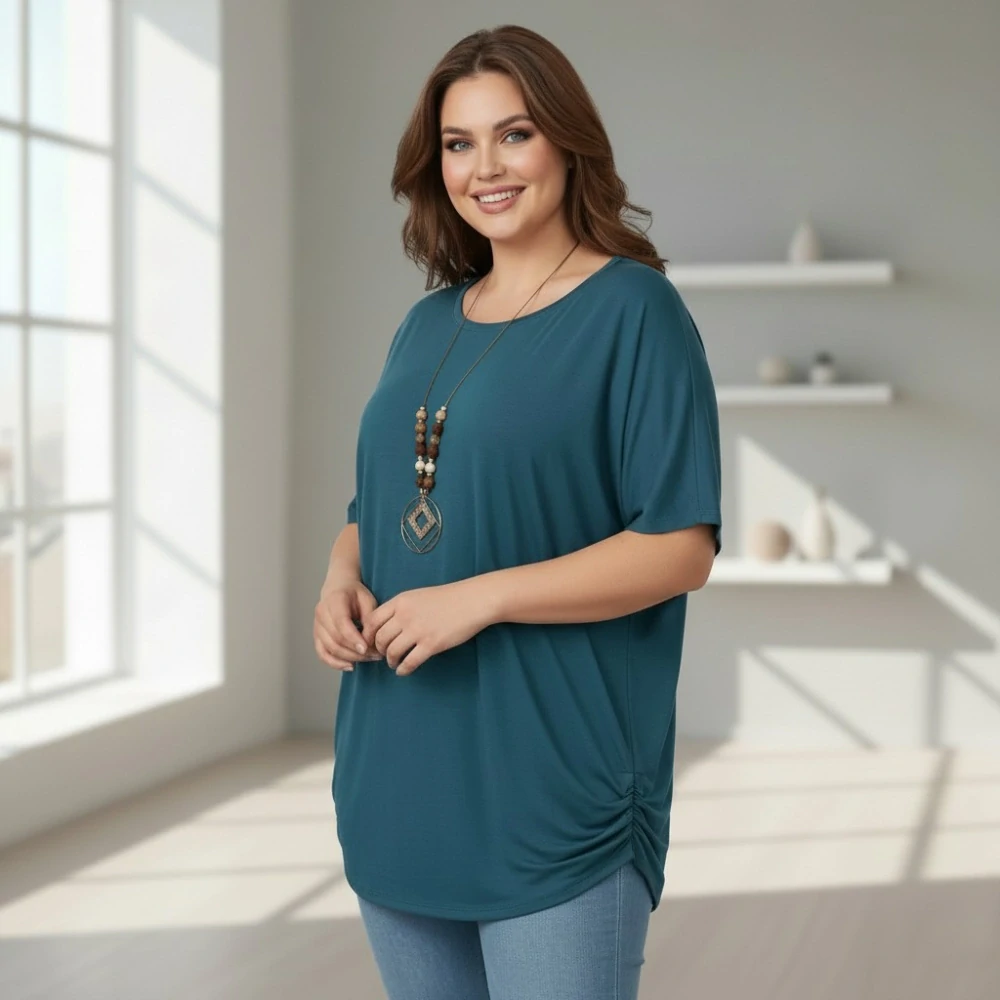 Dámské petrol triko oversize velikost XL - XXXL N2345