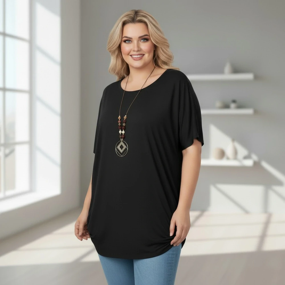 Dámské černé triko oversize velikost XL - XXXL N2343