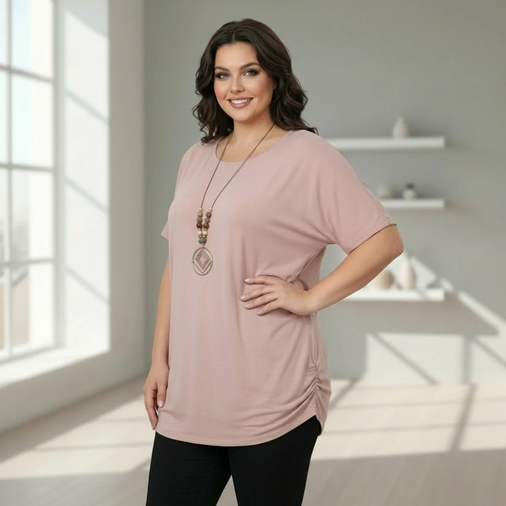 Dámské lososové triko oversize velikost XL - XXXL N2342