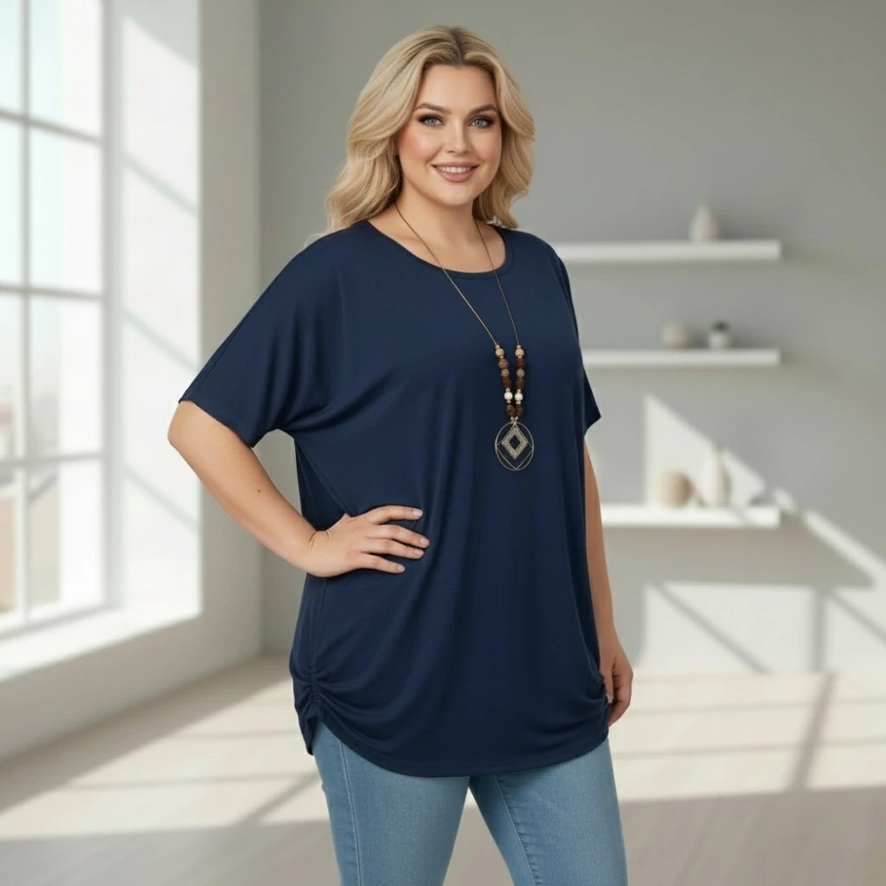Dámské tmavě modré triko oversize velikost XL - XXXL N2341