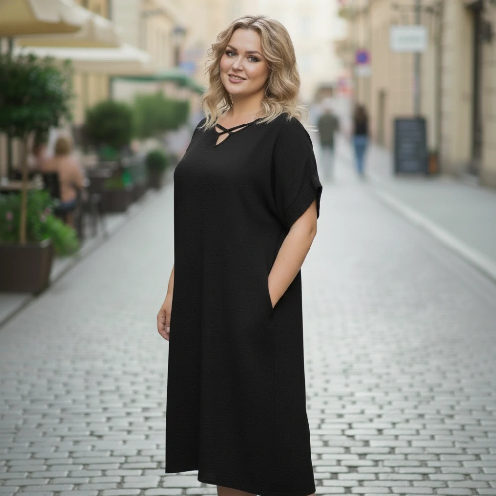 Letní černé šaty Nina L640