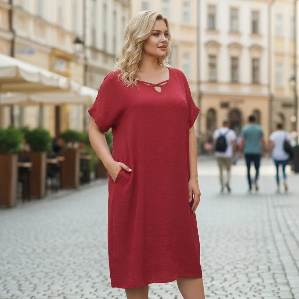Letní červené šaty Nina L637