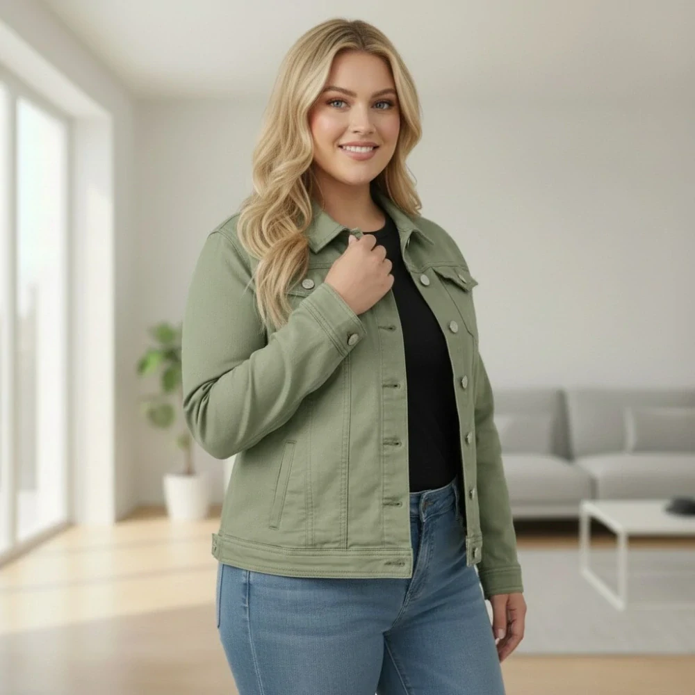 Džínová dámská bunda zelená Moongirl 