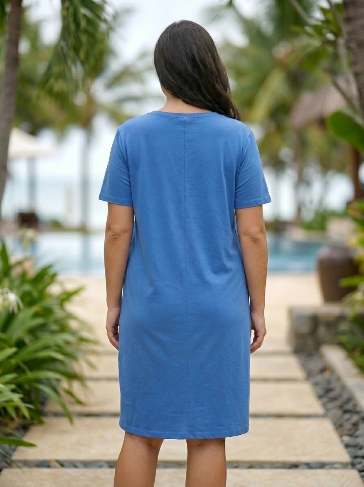Modré letní šaty Róza, uni velikost L-XXL M2687