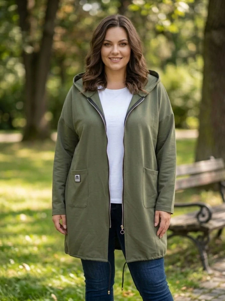 Dámská khaki dlouhá mikina K872