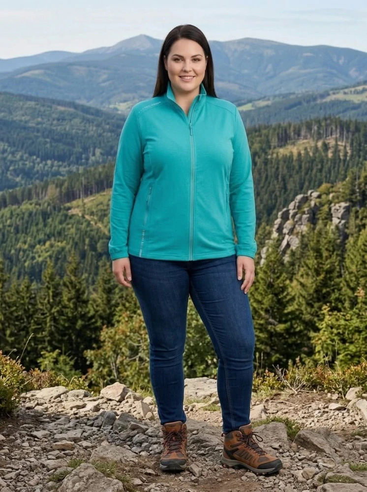 Dámská nadměrná slabší tyrkysová mikina Benter 23281 3XL-6XL K856