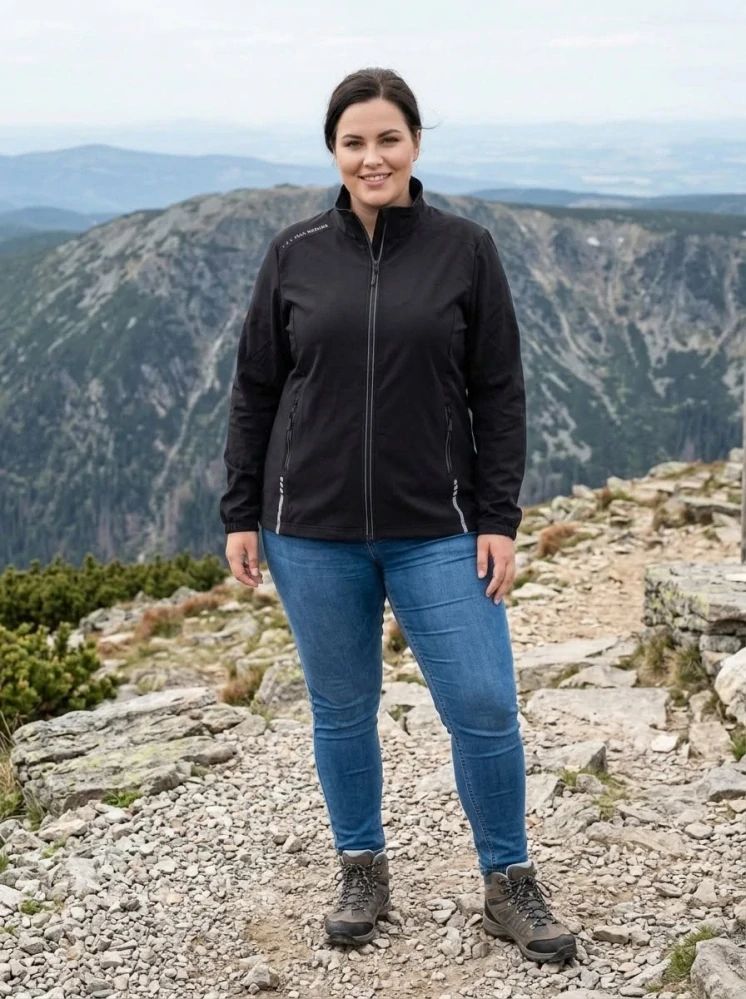 Dámská nadměrná slabší černá mikina Benter 23281 3XL-6XL K855