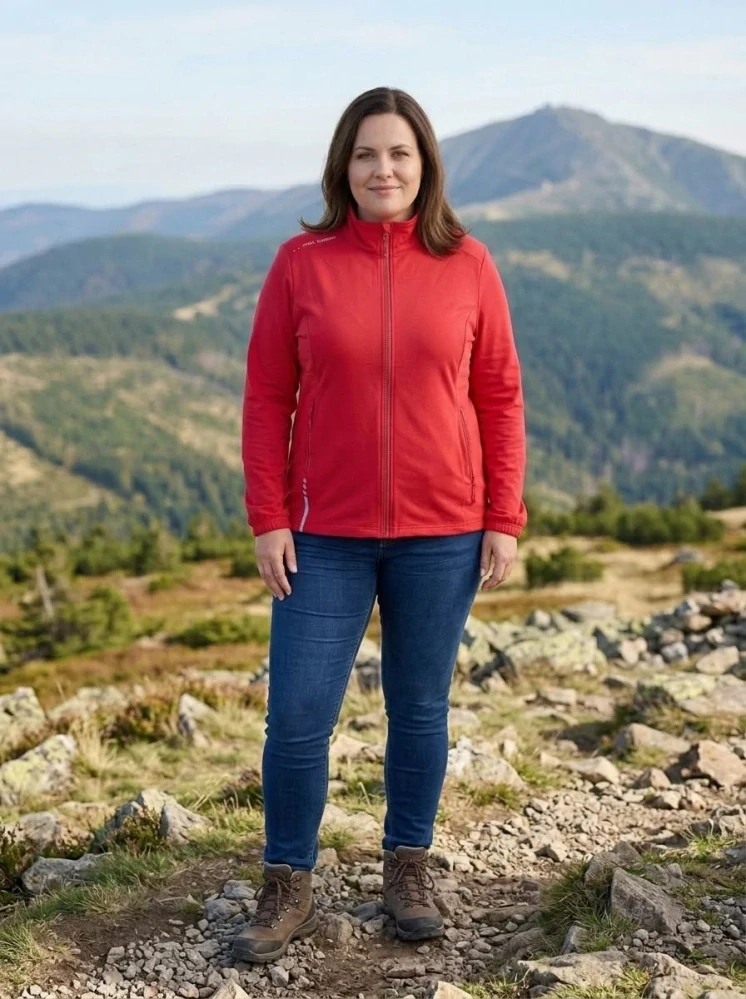 Dámská nadměrná slabší červená mikina Benter 23281 3XL-6XL K853