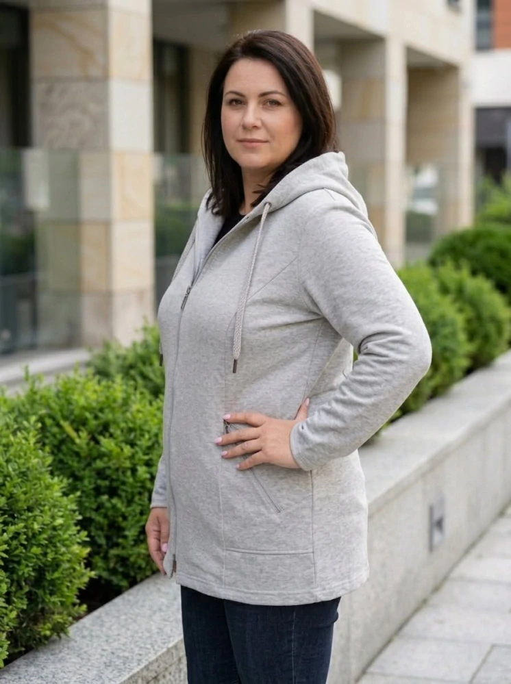 Dámská delší mikina Alča šedá K829