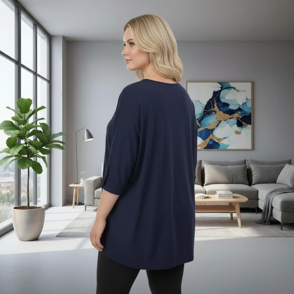 Dámský modrý delší svetr uni velikost L-3XL T1277