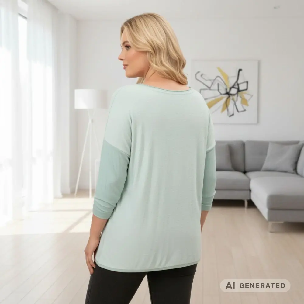 Dámské zelenkavé triko s dlouhým rukávem Anita Moda uni velikost L - XXL U1301