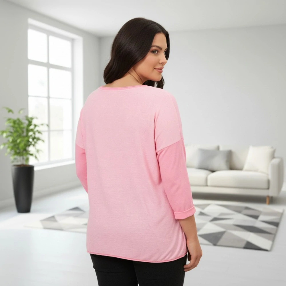 Dámské růžové triko s dlouhým rukávem Anita Moda uni velikost L - XXL U1302