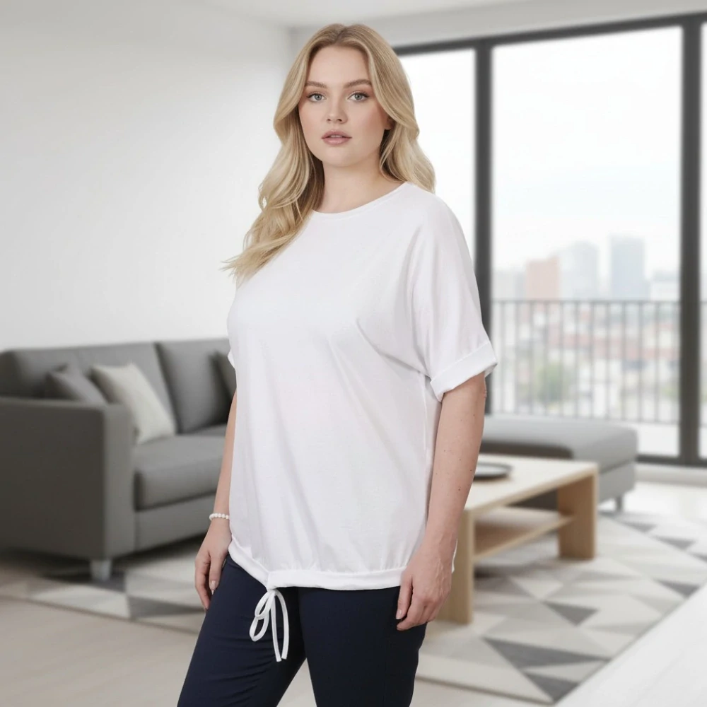 Dámské bílé triko nadměrná univerzální velikost XL - 3XL R1304