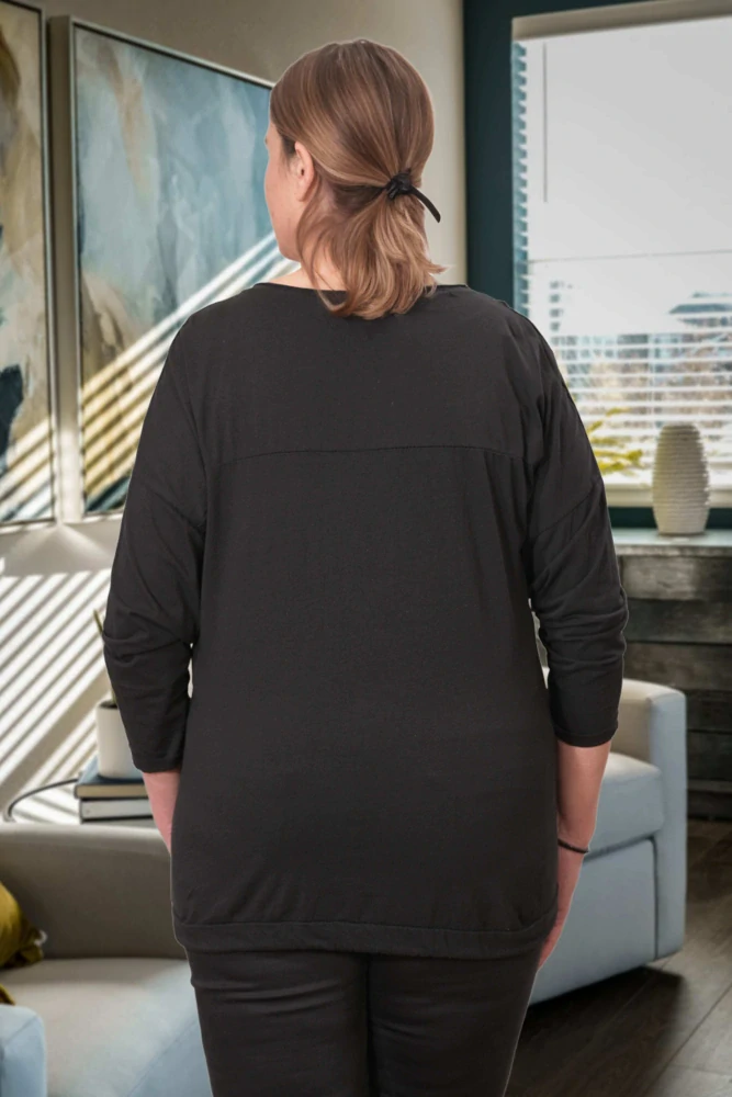 Dámské černé triko s dlouhým rukávem Anita Moda uni velikost L - XXL U1317