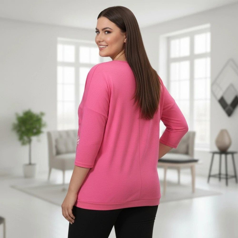 Dámské růžové triko s dlouhým rukávem Anita Moda uni velikost L - XXL U1320