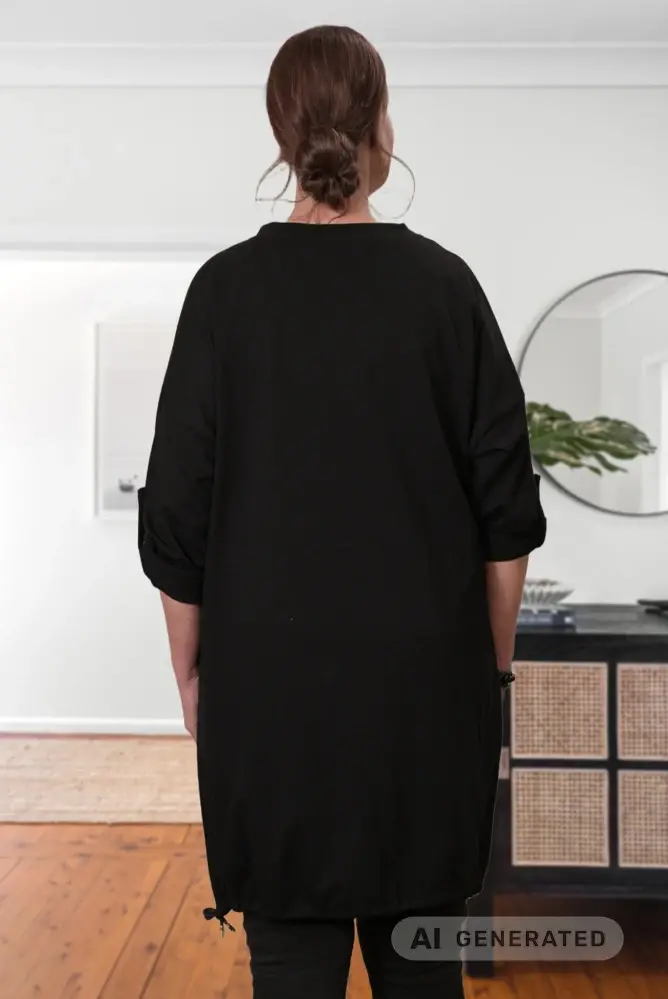 Dámské černé mikinové maxi šaty nadměrné univerzální velikost XL-4XL T1350