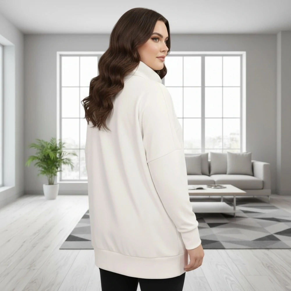 Dámská bílá mikina microfleece uni velikost L,XL,XXL - O1406