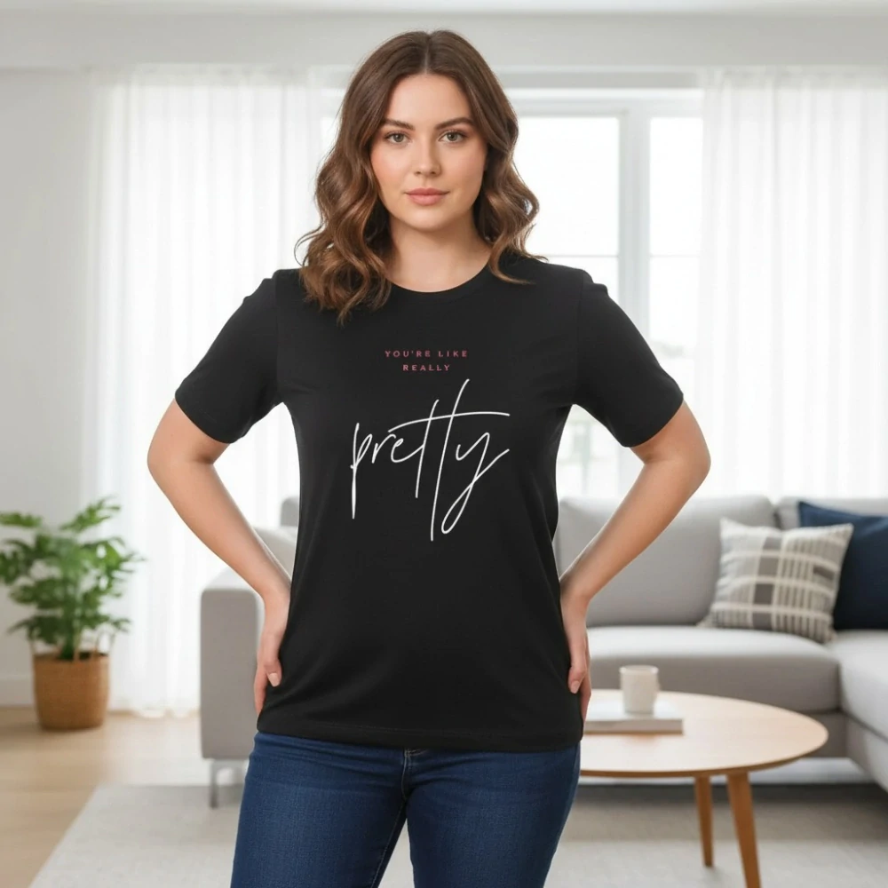 Dámské sportovní černé triko Benter s potiskem v nadměrných velikostech XL - 4XL R1528