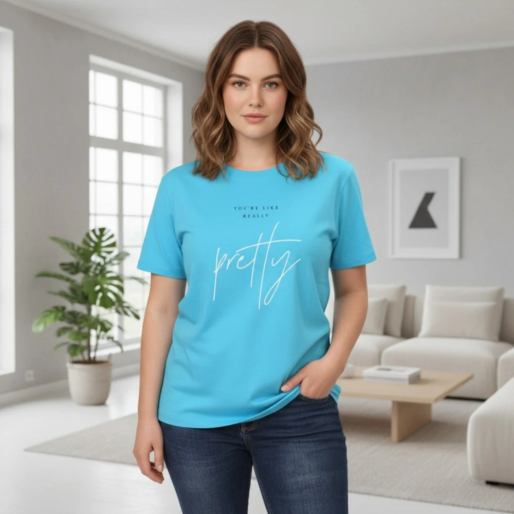 Dámské sportovní modré triko Benter s potiskem v nadměrných velikostech XL - 4XL R1530
