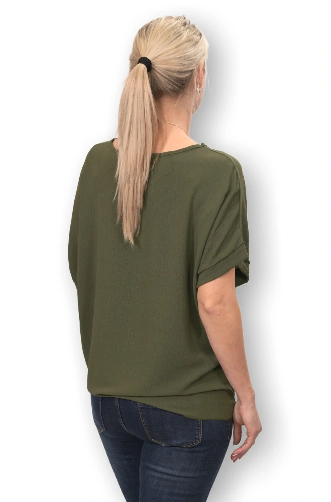 Dámské khaki triko s uzlem uni velikost L - 3XL P2016
