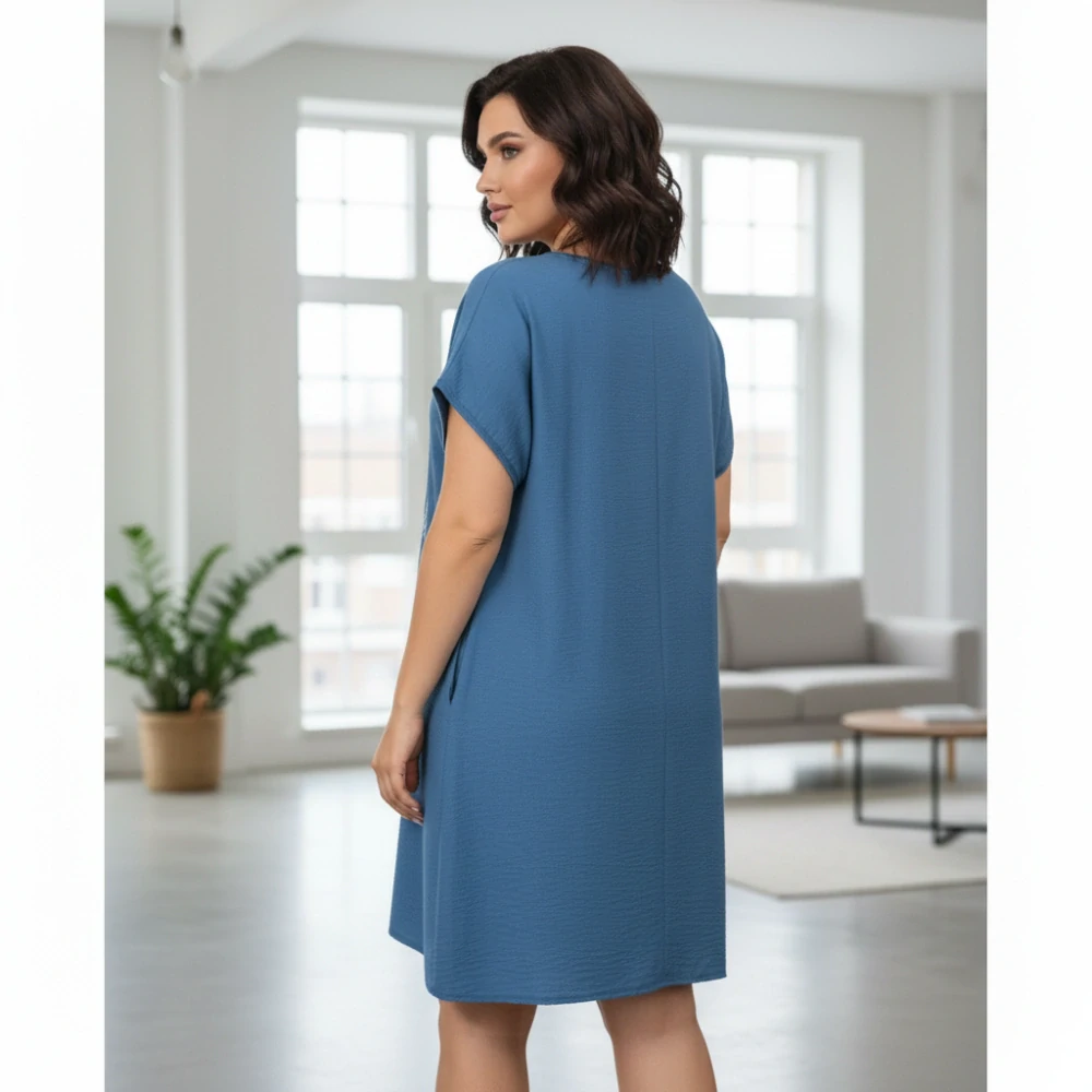 Dámské modré letní šaty styl Italská móda uni velikost L-XXL Q1549