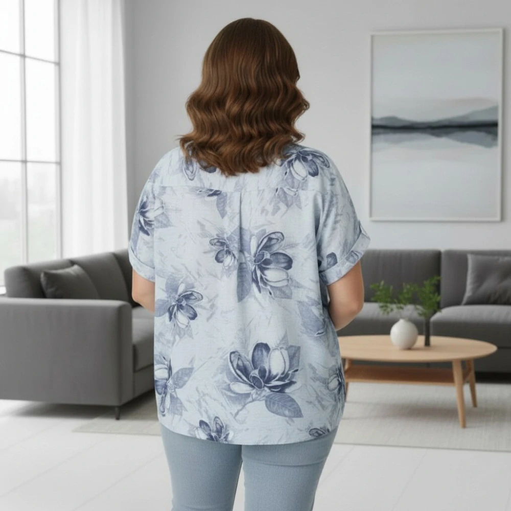 Dámská světle modrá bavlněná košile uni velikost L - XXL P1597
