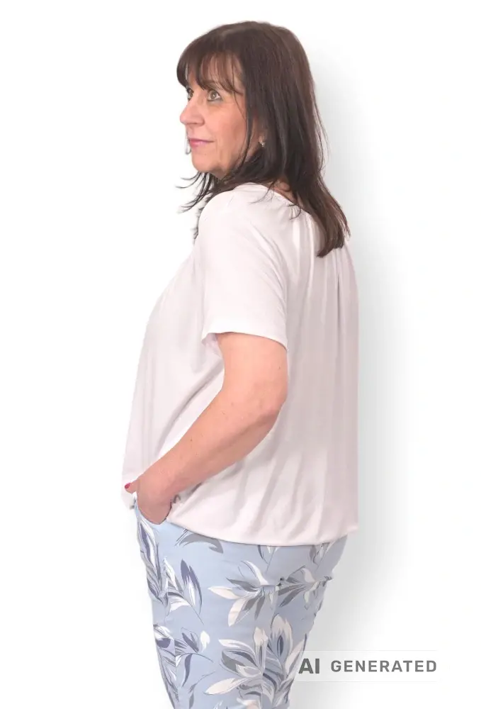 Dámské bílé triko do gumy Italy moda univerzální velikost L - 4XL P1690