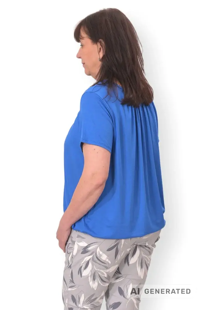 Dámské modré triko do gumy Italy moda univerzální velikost L - 4XL P1693
