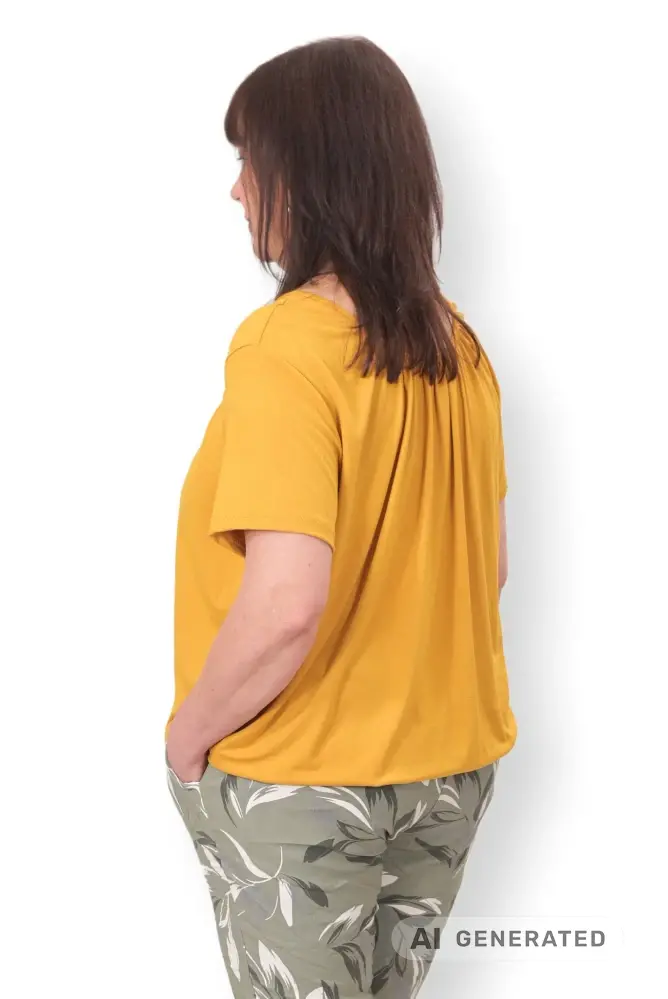 Dámské okrové triko do gumy Italy moda univerzální velikost XXL - XXXL P1697
