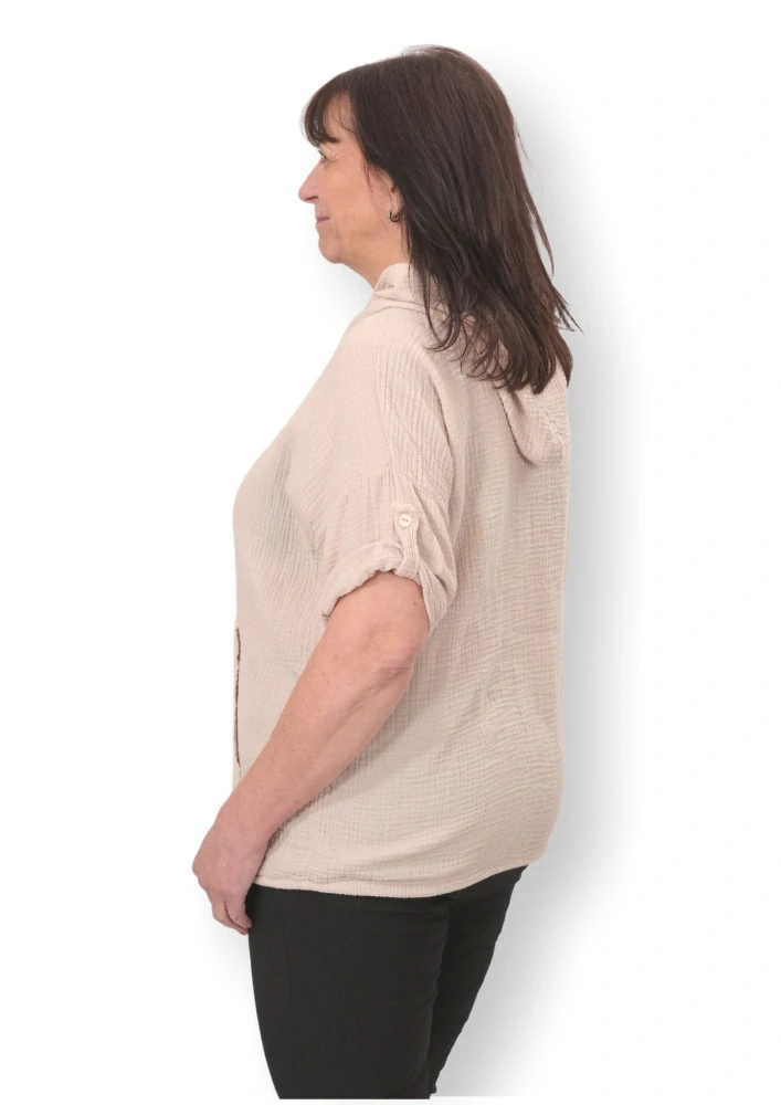 Dámská béžová bavlněná mušelínová mikina uni velikost XL-XXXL M1811