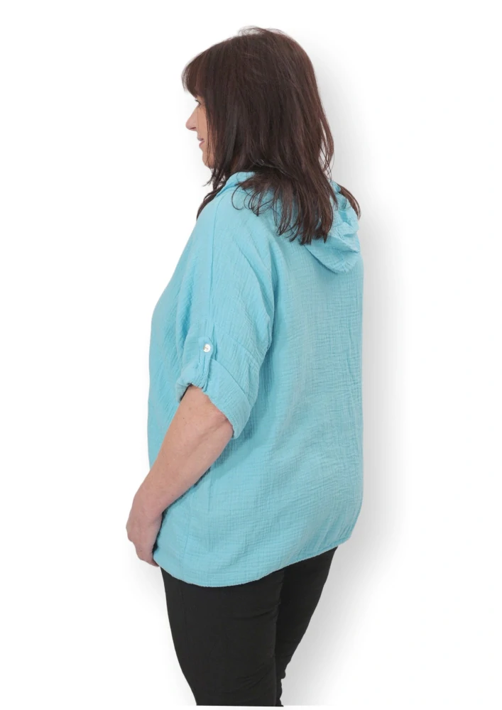 Dámská modrá bavlněná mušelínová mikina uni velikost XL-XXXL M1812