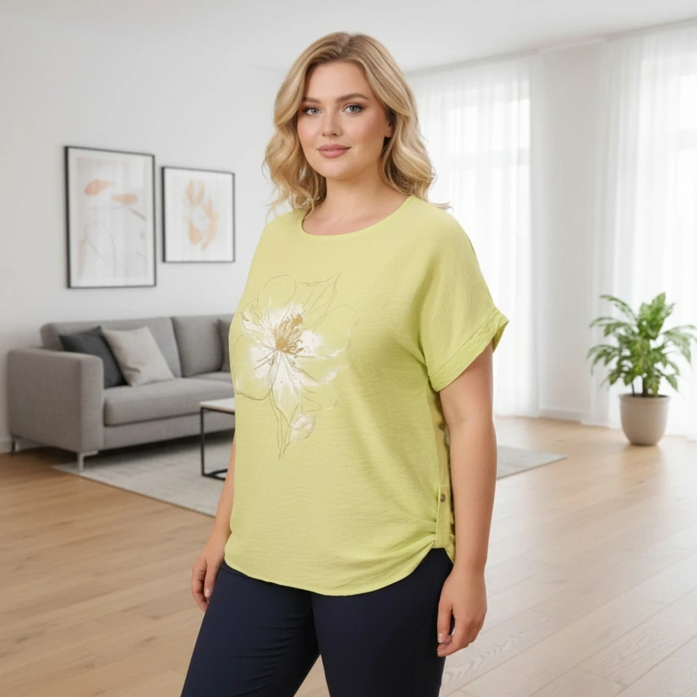 Dámské žluté triko Role fashion Italy moda univerzální velikost XL - XXL O2493