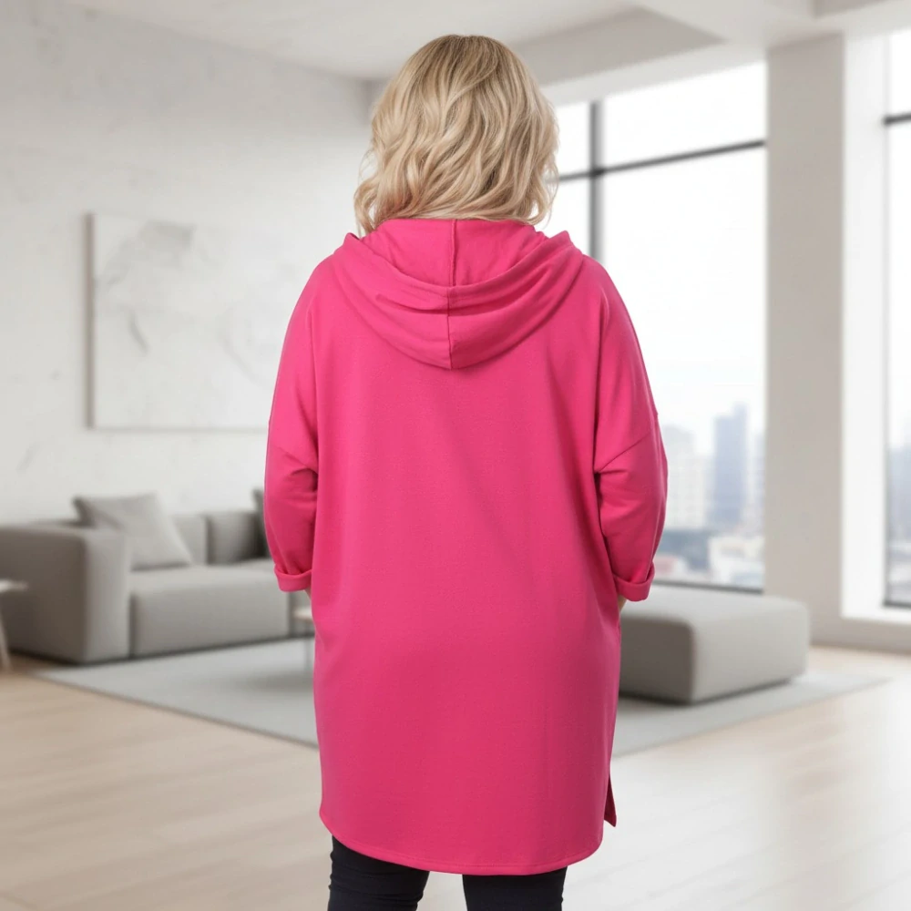 Dámská růžová mikina v nadměrné univerzální velikosti až 3XL P1158