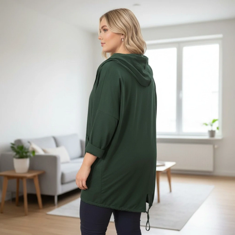 Dámská zelená mikina v nadměrné univerzální velikosti až 3XL P1165