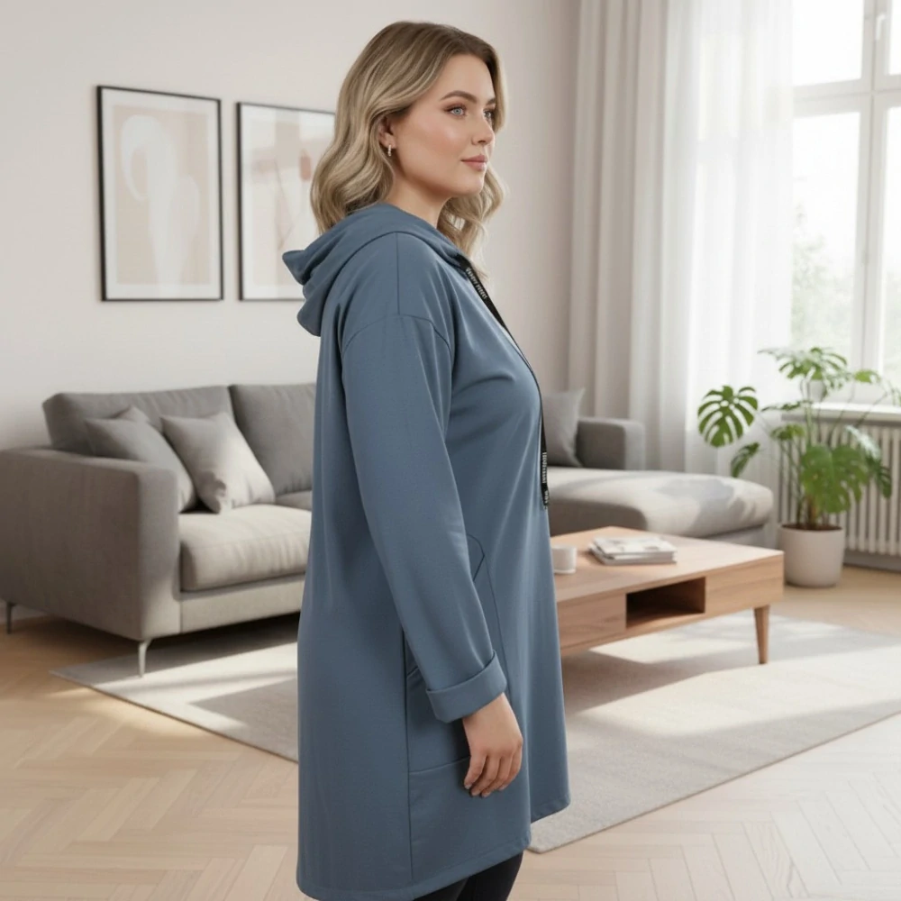 Dámská petrol dlouhá mikina v univerzální velikosti L-XXL L1998