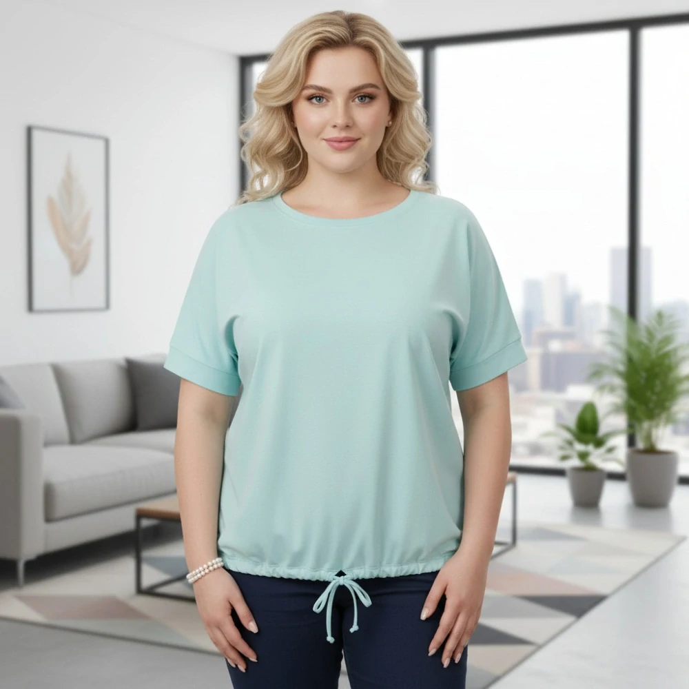Dámské světle tyrkysové triko nadměrná univerzální velikost XL - 3XL R1306