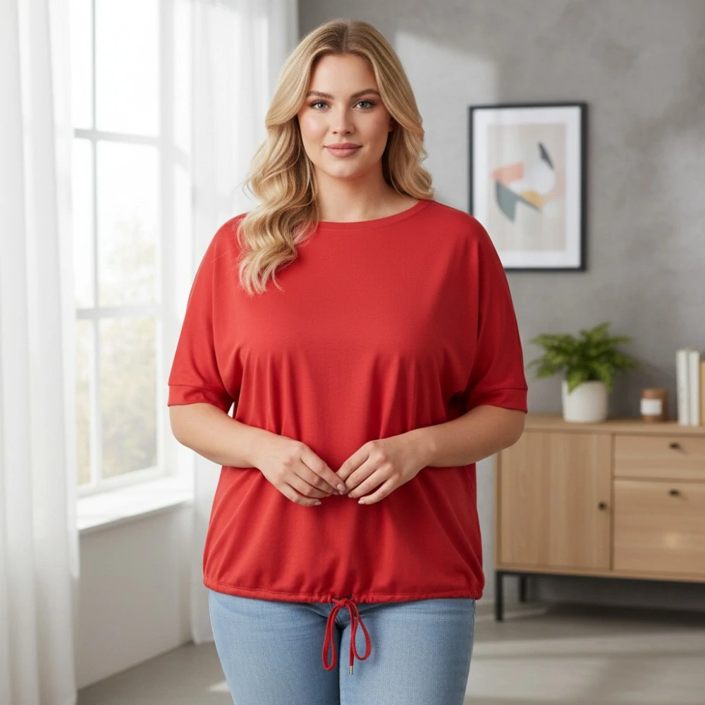 Dámské červené triko nadměrná univerzální velikost XL - 3XL R1311