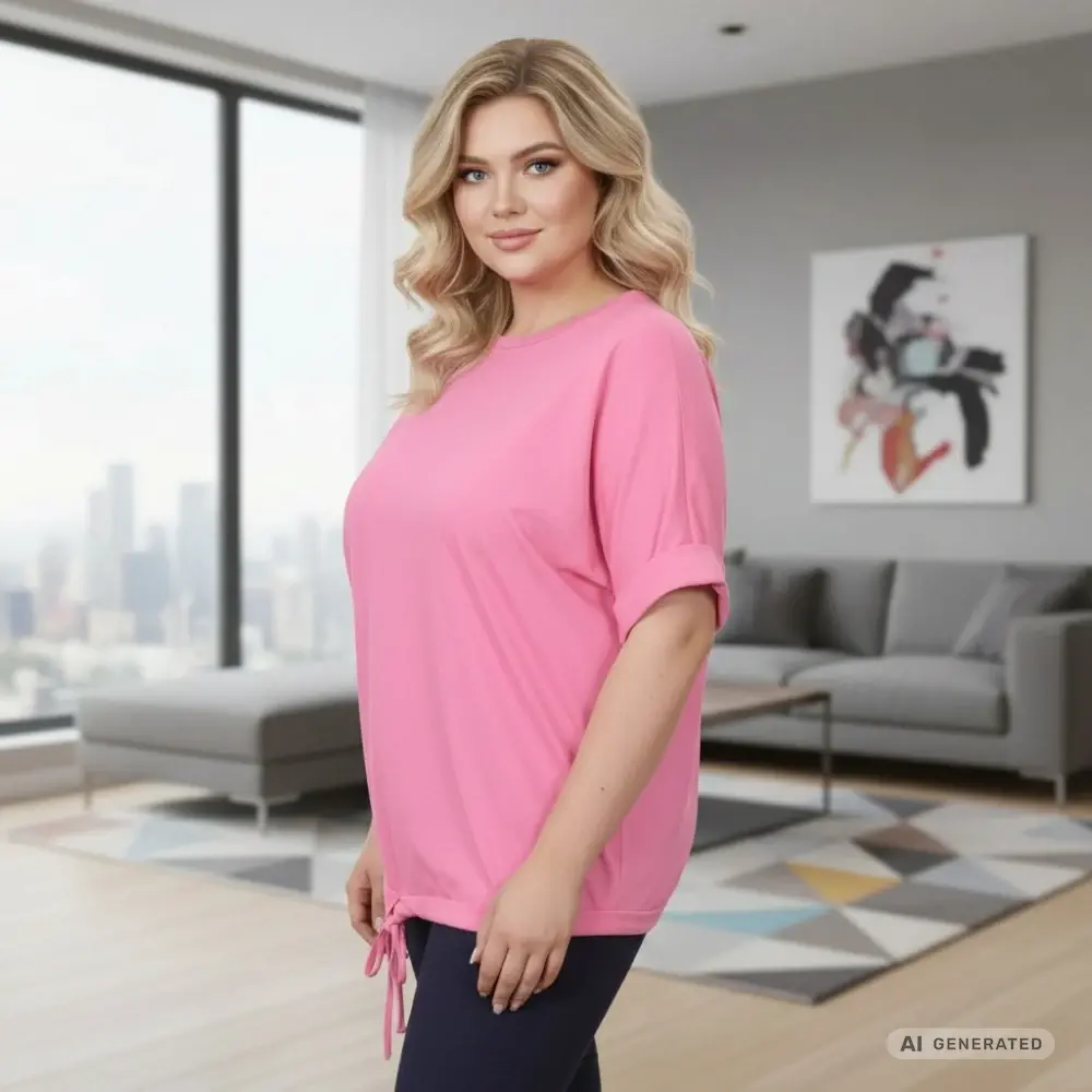 Dámské růžové triko nadměrná univerzální velikost XL - 3XL R1315