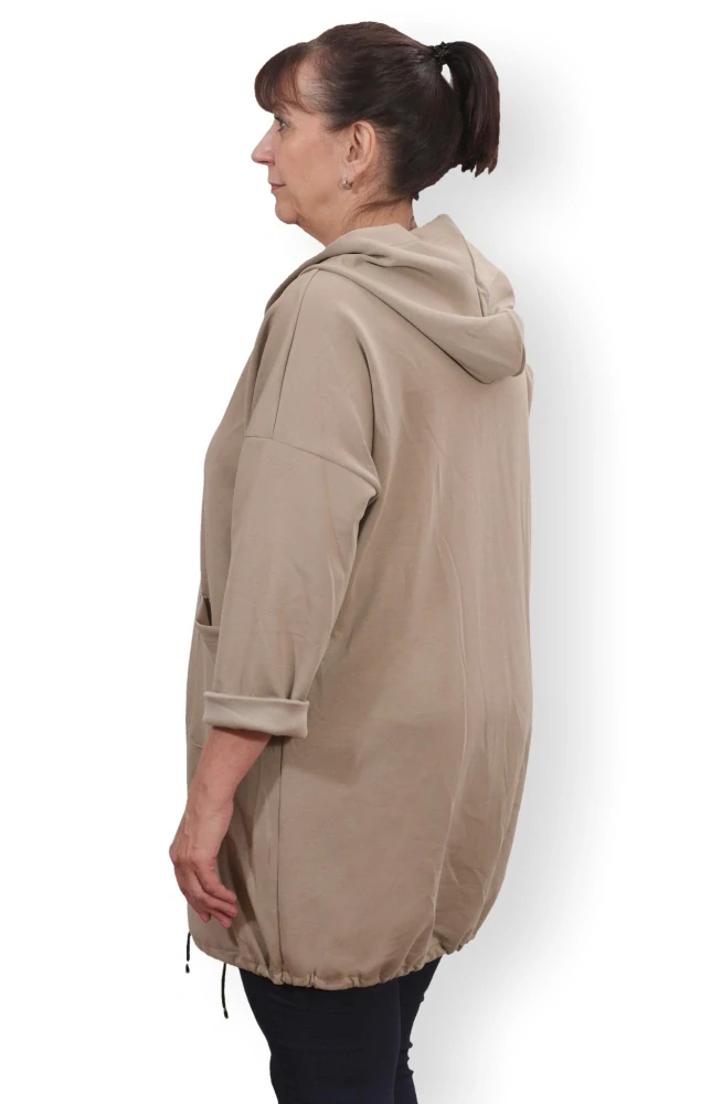 Dámská béžová dlouhá mikina nadměrná uni velikost XL-XXXL L1994