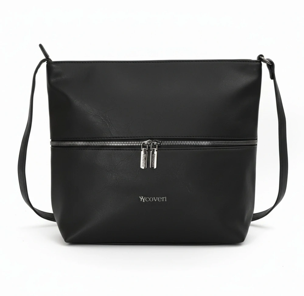 Dámská crossbody kabelka Coveri – černá, elegantní s přední kapsou na zip